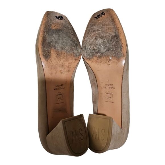 STUART WEITZMAN Mary Mid Beige Tan Suede Pump - Size 9 - Picture 5 of 9